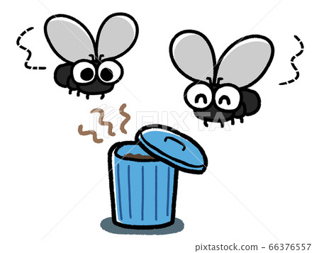 Flies and flies that gather in pail containers Flies and flies that gather in pail containers 66376557