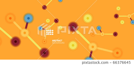 Flat style geometric abstract background, round dots or circle connections on color background. Technology network concept. Flat style geometric abstract background, round dots or circle connections on color background. Technology network concept. 66376645