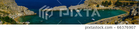 View at Lindou Bay from Lindos Rhodes island, Greece. 66376907