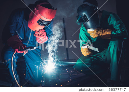 Metal welding steel works using electric arc Metal welding steel works using electric arc 66377747
