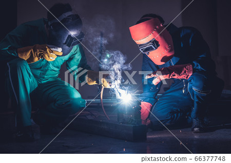 Metal welding steel works using electric arc Metal welding steel works using electric arc 66377748