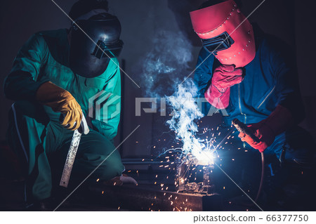 Metal welding steel works using electric arc Metal welding steel works using electric arc 66377750