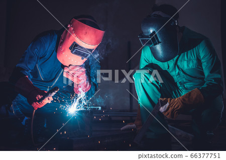 Metal welding steel works using electric arc Metal welding steel works using electric arc 66377751