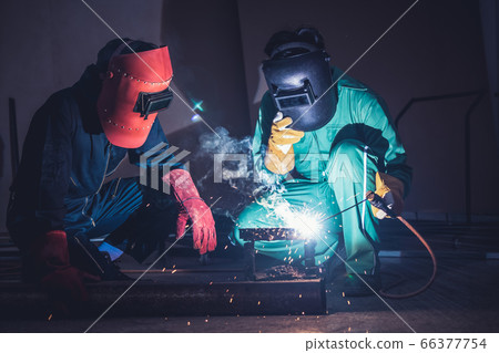 Metal welding steel works using electric arc 66377754
