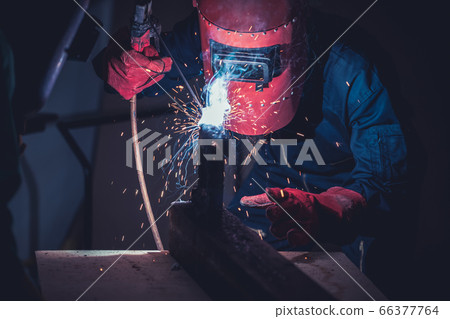 Metal welding steel works using electric arc Metal welding steel works using electric arc 66377764