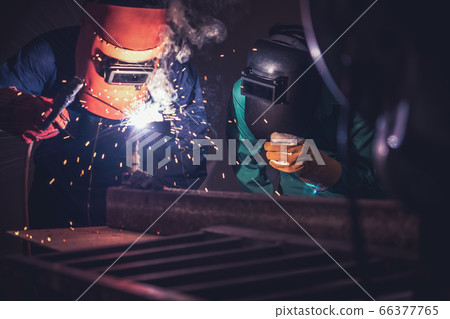 Metal welding steel works using electric arc Metal welding steel works using electric arc 66377765
