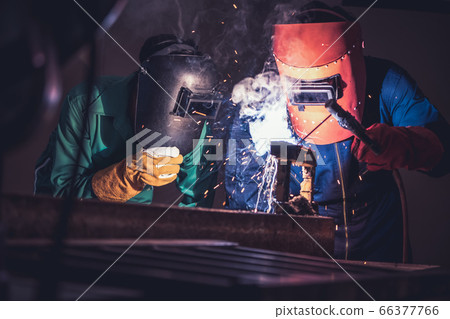 Metal welding steel works using electric arc Metal welding steel works using electric arc 66377766