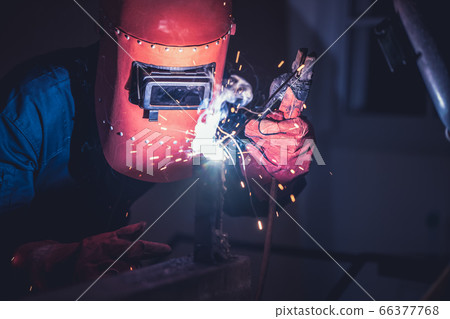 Metal welding steel works using electric arc Metal welding steel works using electric arc 66377768