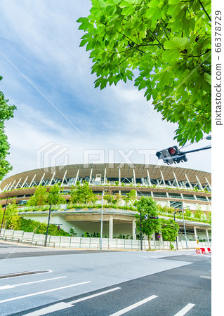 仙台ya門周邊的東京新國家體育場城市景觀 仙台ya門周邊的東京新國家體育場城市景觀 66378729