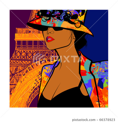 Beautiful young sexy fashion model with hat in 66378923