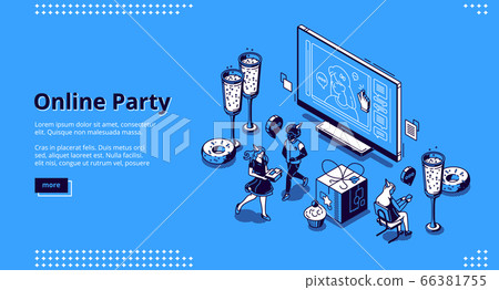 Vector landing page for online party concept Vector landing page for online party concept 66381755