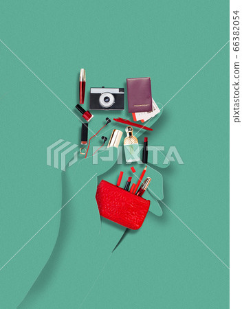Modern design. Contemporary art collage, mockup with paper's cutouts elements. Modern design. Contemporary art collage, mockup with paper's cutouts elements. 66382054