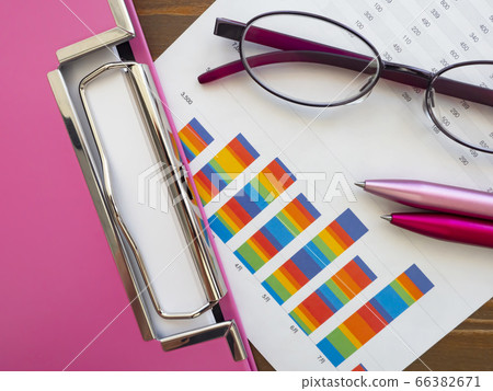 Business image · graph · binder · glasses · female 66382671