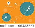 Bubble travel in bubble circle and airplane icon yellow background 66382773