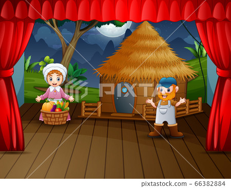 The farmer performing on the stage illustration The farmer performing on the stage illustration 66382884