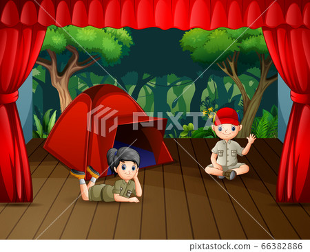 Camping drama the scouts on the stage Camping drama the scouts on the stage 66382886