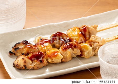 2 yakitori/Negima (Tareyaki). Sake snack image. 66383314