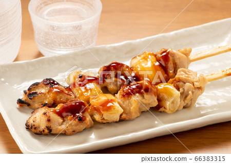 2 yakitori/Negima (Tareyaki). Sake snack image. 66383315