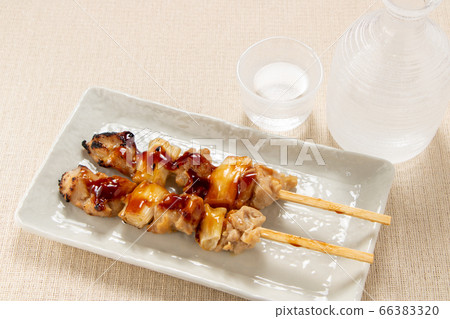 2 yakitori/Negima (Tareyaki). Sake snack image. 66383320