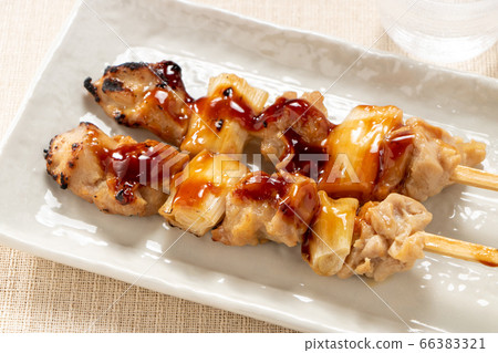 2 yakitori/Negima (Tareyaki). Sake snack image. 66383321