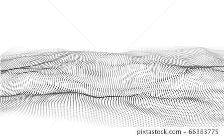 Wave 3d. Wave of particles. Abstract white geometric background. Big data. Technology illustration. 66383775
