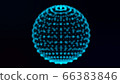 Abstract sphere consist of points and lines. 3d. Abstract globe grid on dark background. 66383846