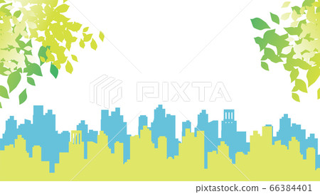 新鮮的綠色城市景觀的插圖 66384401