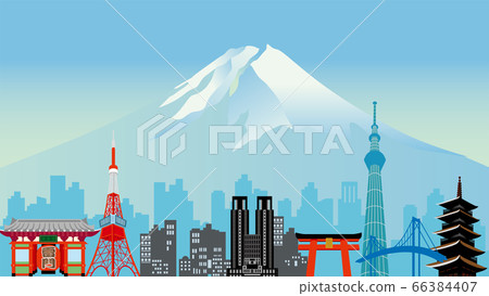 富士山和東京建築物的插圖 富士山和東京建築物的插圖 66384407