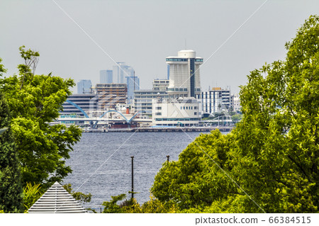 Aichi Prefecture, Nagoya City View, towards the Garden Pier as seen from Shiomi Pier, Port of Nagoya 66384515