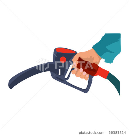 Fuel pump in hand man. Petrol station. Holding Fuel pump in hand man. Petrol station. Holding 66385814