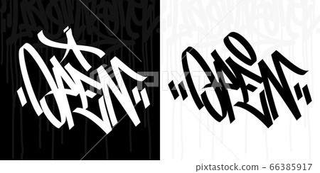 Word Open Abstract Hip Hop Hand Written Graffiti Style Vector Illustration 66385917