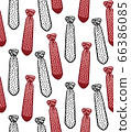 Red flat style and black outline style neckties with dots print seamless pattern on white background 66386085