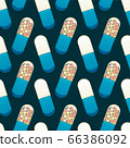 Flat style oval capsule pills seamless pattern on blue background 66386092