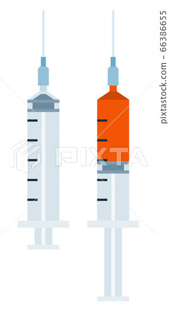 Medical syringes upright vector icon flat Medical syringes upright vector icon flat 66386655