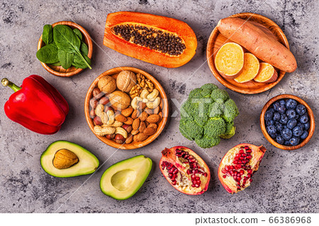 Anti-aging food - healthy fruits, vegetables, 66386968