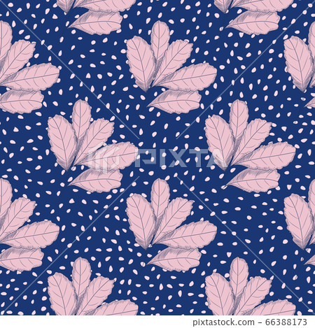 Vintage pink leaf seamless pattern on blue - Stock Illustration ...
