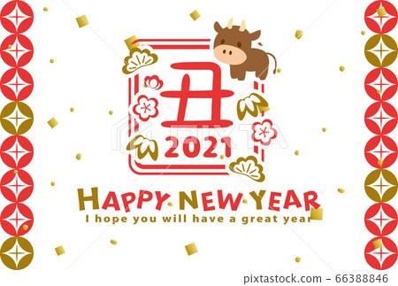 2021 ox year New Year's card template with ox logo 2021 ox year New Year's card template with ox logo 66388846