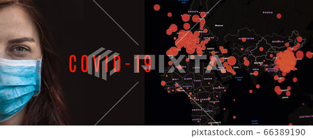 Woman in medical mask. Headache, depression, stress. Protection against viruses and germs. Coronavirus Epidemic. Covid 19. 66389190