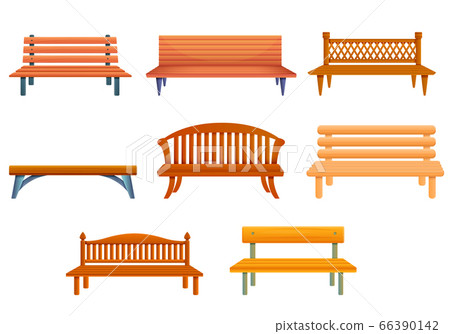 Bench icons set, cartoon style Bench icons set, cartoon style 66390142