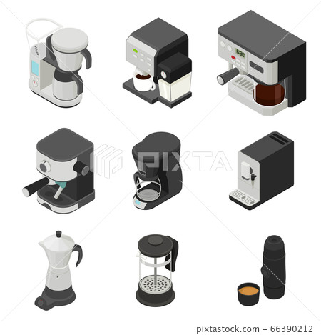 Coffee maker icons set, isometric style Coffee maker icons set, isometric style 66390212