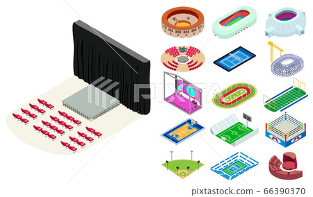 Arena icons set, isometric style Arena icons set, isometric style 66390370