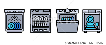 Dishwasher icons set, outline style 66390507