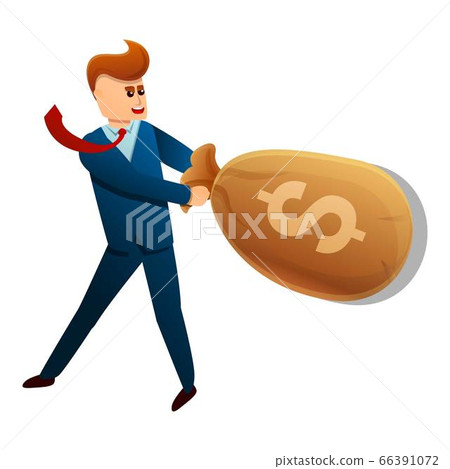 Businessman money bag icon, cartoon style - Stock Illustration ...
