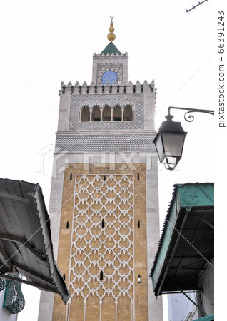 Tunis, TUNISIA - February 06, 2009: Minaret of the Al-Zaytuna Mosque in the Medina  66391243