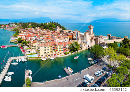 Scaligero Castle aerial view, Sirmione Scaligero Castle aerial view, Sirmione 66392122