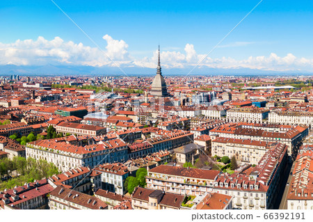 Turin aerial panoramic view, Italy 66392191