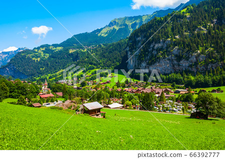 Traditional houses in Lauterbrunnen, Switzerland 66392777