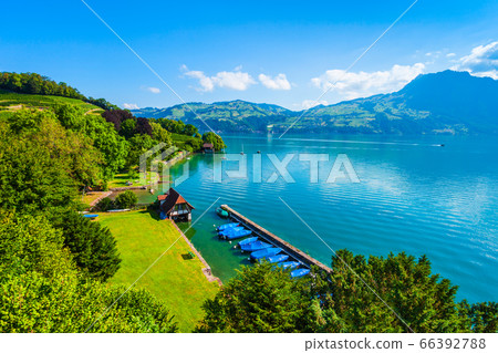 Spiez town panoramic view, Switzerland Spiez town panoramic view, Switzerland 66392788