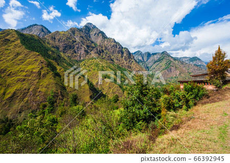 Himalaya mountains landscape, Parvati valley 66392945