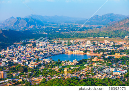 Pushkar town aerial panoramic view, India Pushkar town aerial panoramic view, India 66392973